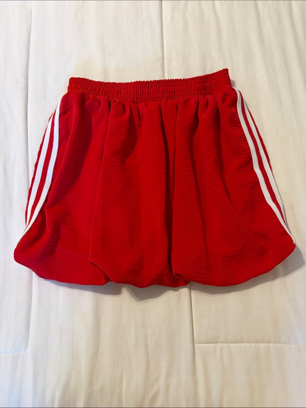 Red Women's Athletic Skort with White Side Stripes